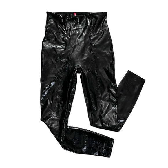 Spanx Faux Leather Patent High Shine Classic Black Leggings Small - Picture 3 of 4